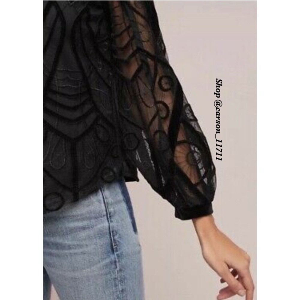 🦄RARE NWT Anthropologie Velvet Patterned Top - Picture 4 of 11